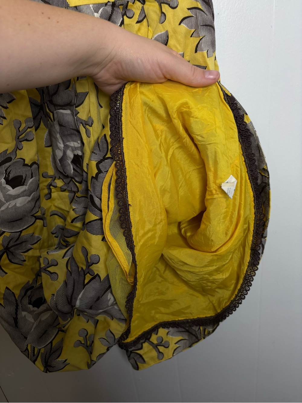 Anthropologie Dress Womens Size 6 Yellow Floral A Line Sunfield Leifsdottir - Picture 7 of 9